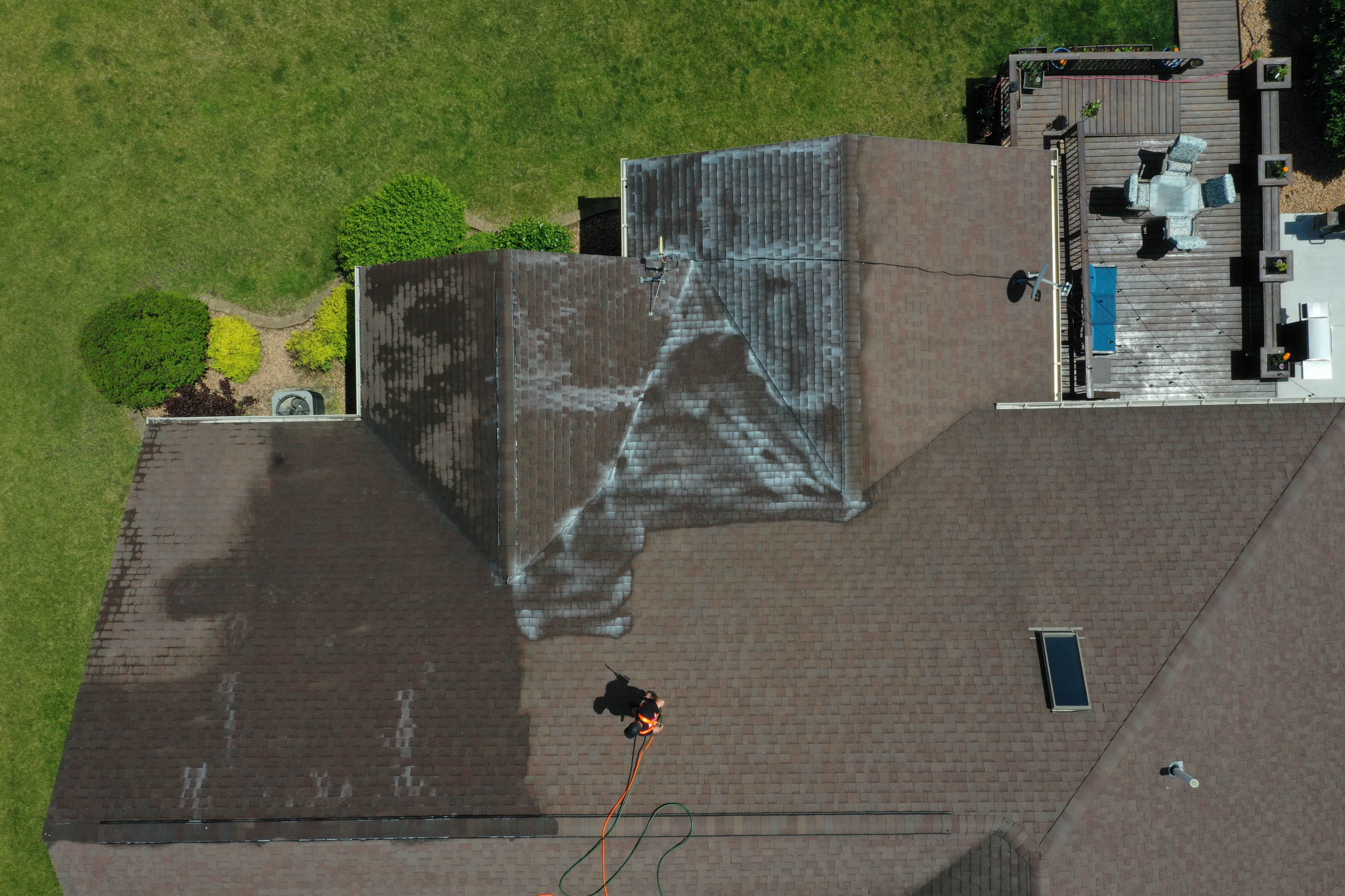 Aerial view of completed commercial coating project