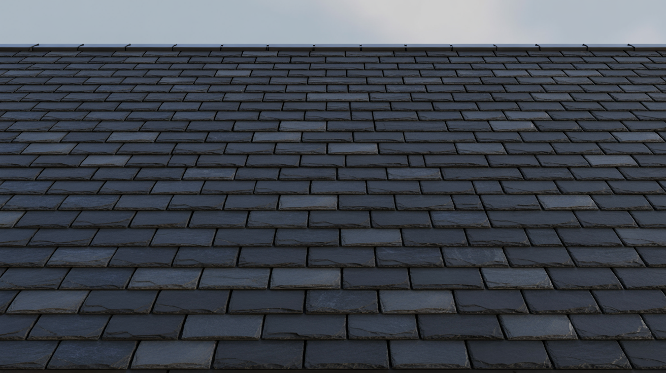 Slate roof tile texture close-up