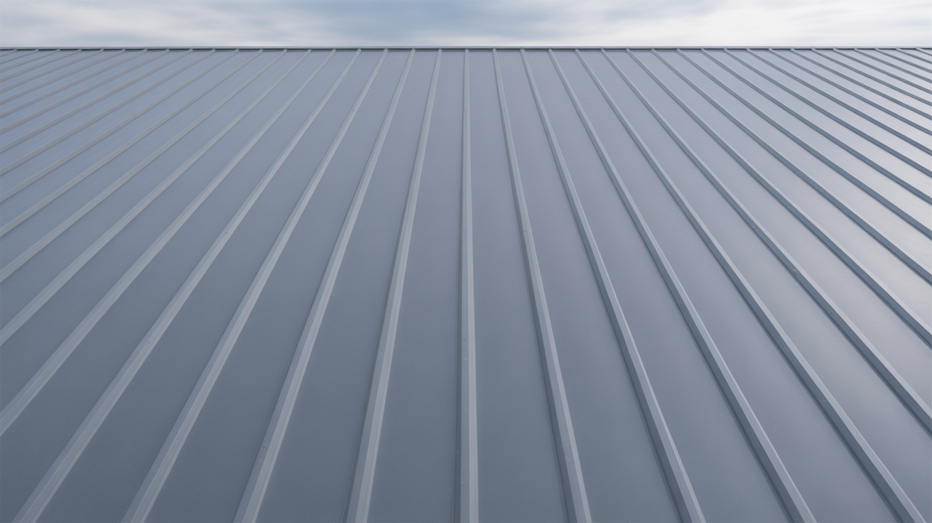 Standing seam metal roof texture close-up
